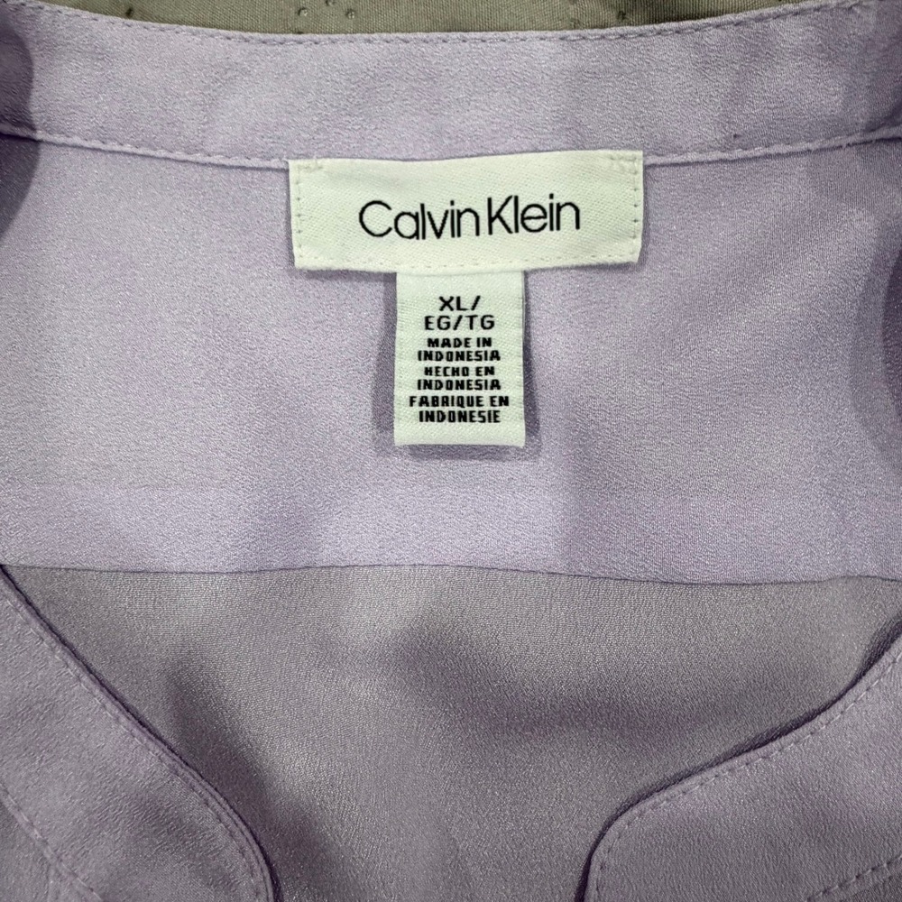 Calvin Klein XL Lavender Utility Blouse Gold Zip Pockets Roll Tab - Picture 3 of 9
